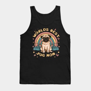 World's Best Pug Mom Colorful Rainbow and Flowers Tank Top